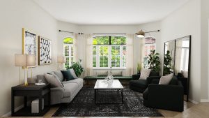 living room with white sofa and white sofa